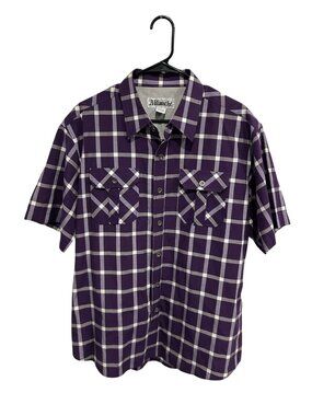 Ablanche XL Mens Purple Plaid Short Sleeve Button-Up Shirt Rusticcore Retro